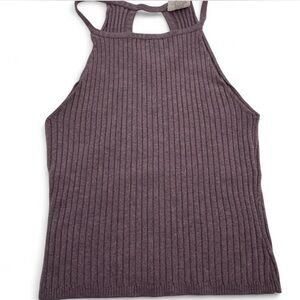 Essentials Ribbed Knit Tank Top - Plum XS